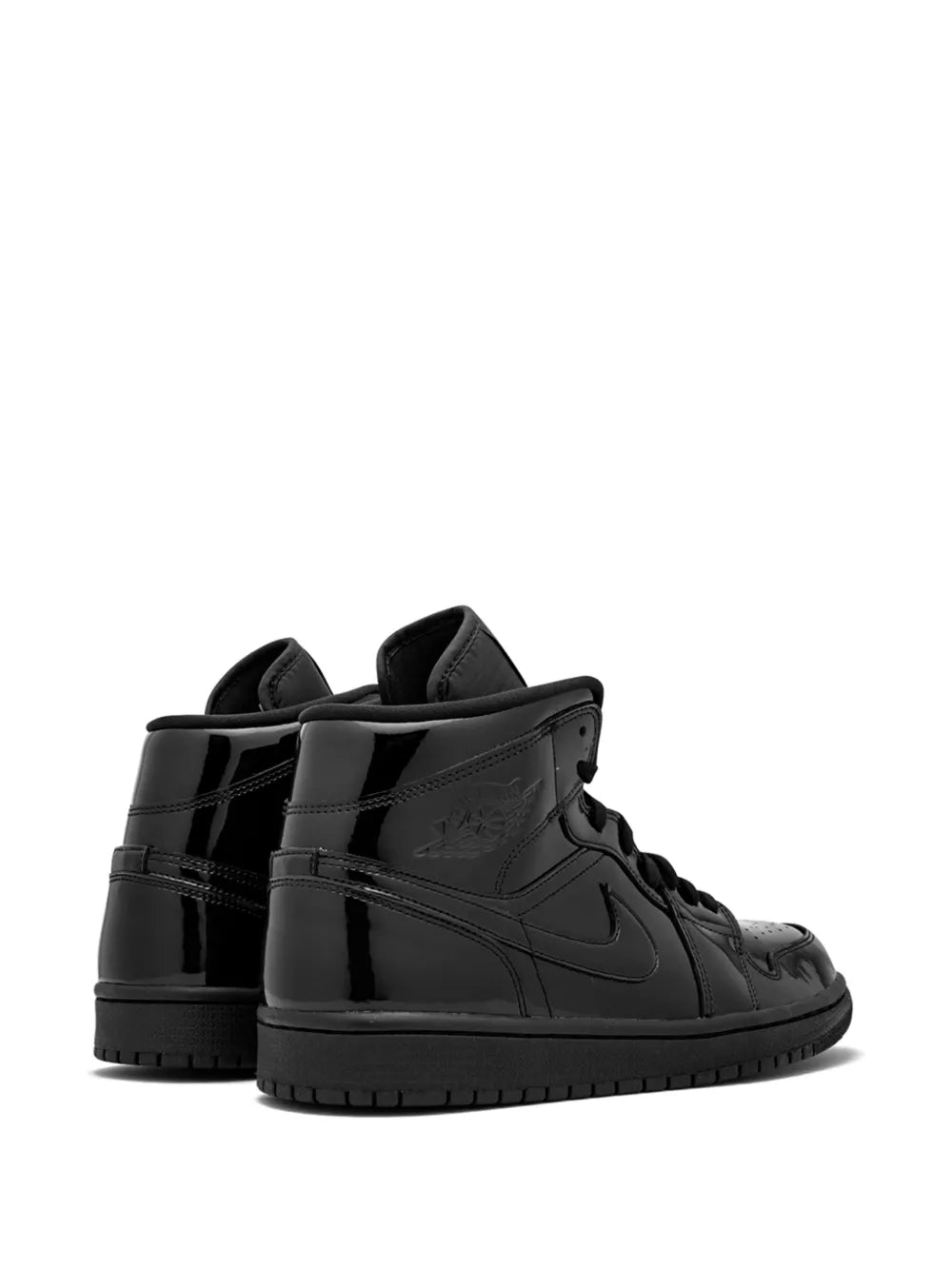 NIKE AIR JORDAN 1 MID BLACK PATENT LEATHER SNEAKERS